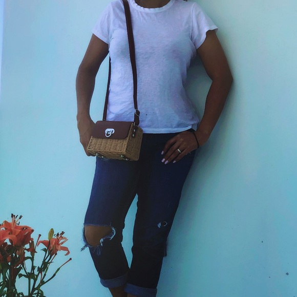 💐LAST💐FAUX LEATHER STRAW BOX SHOULDER BAG - Picture 6 of 6